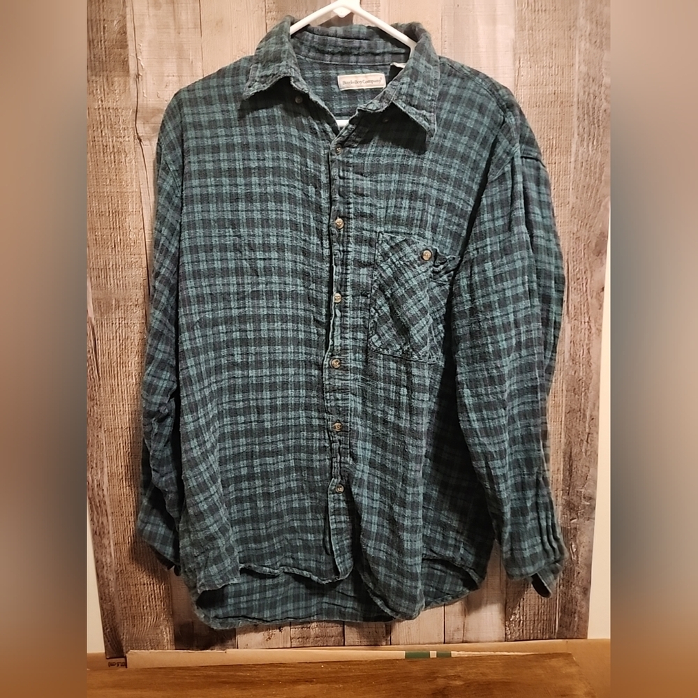 Bugle Boy Company Green Red Black Long Sleeve Button Down Plaid Shirt Medium